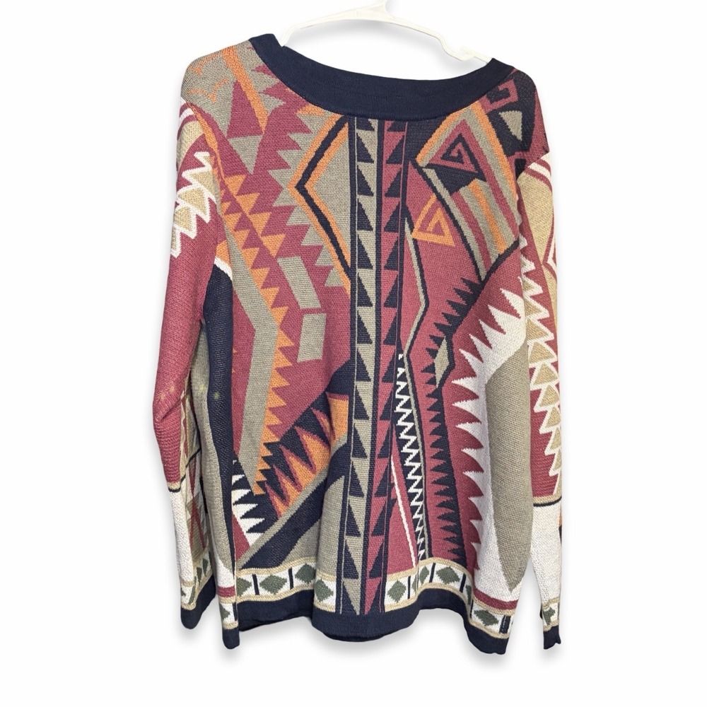 Novica Made In Peru Cotton Blend Pullover Geometric Western Style Sweater XXL